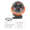 ergodyne® Chill-Its 6090 Rechargeable Portable Jobsite Fan, 9.5, Orange/Black USB Desktop Fans - Office Ready
