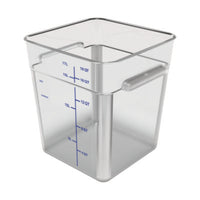 Carlisle Squares Polycarbonate Food Storage Container, 6 qt, 8.75 x 8.75 x 7.31, Clear, Plastic Storage Food Containers - Office Ready