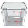 Carlisle Squares Polycarbonate Food Storage Container, 6 qt, 8.75 x 8.75 x 7.31, Clear, Plastic Storage Food Containers - Office Ready