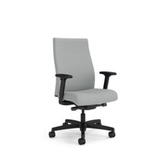 HON® Ignition® 2.0 Upholstered Mid-Back Task Chair, Adjustable T-Arms, 17" to 21.5" Seat Height, Flint Seat/Back, Black Base