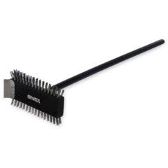 Carlisle Sparta Broiler Master Grill Brush & Scraper with Handle, Metal Bristles, 30.5" Black Wood Handle