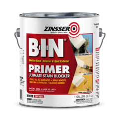 Zinsser® BIN® Shellac-Base Interior and Spot Exterior Primer, Flat White, 1 gal Bucket/Pail, 2/Carton