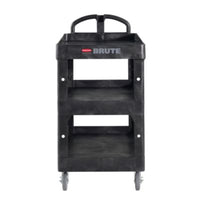 Rubbermaid® Commercial BRUTE® 3-Shelf Heavy-Duty Ergo Lipped Utility Cart, Resin, 3 Shelves, 600 lb Capacity, 25.24