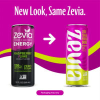 Zevia® Zero Sugar Naturally Sweetened Energy Drink, Raspberry Lime, 12 oz Can, 12/Carton Energy Drinks - Office Ready