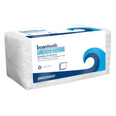 Boardwalk® Lunch Napkins, 1-Ply, 12" x 12", White, 500/Pack, 6 Packs/Carton