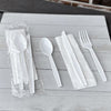 Boardwalk® Four-Piece Cutlery Kit, Mediumweight, Fork/Knife/Napkin/Spoon, Plastic, White, 250/Carton Disposable Dining Utensil Combos - Office Ready