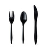 Boardwalk® Three-Piece Cutlery Kit, Mediumweight, Fork/Knife/Spoon, Plastic, Black, 250/Carton Disposable Dining Utensil Combos - Office Ready