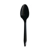 Boardwalk® Mediumweight Polypropylene Cutlery, Individually Wrapped, Spoon, Plastic, Black, 1,000/Carton Disposable Teaspoons - Office Ready