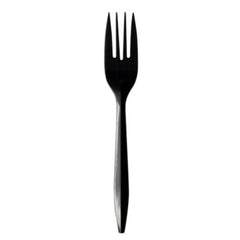 Boardwalk® Mediumweight Polypropylene Cutlery, Fork, Plastic, Black, 1,000/Carton