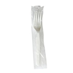 Boardwalk® Heavyweight Wrapped Polystyrene Cutlery, Fork, Plastic, White, 1,000/Carton