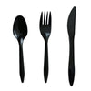 Boardwalk® Three-Piece Cutlery Kit, Mediumweight, Fork/Knife/Spoon, Plastic, Black, 250/Carton Disposable Dining Utensil Combos - Office Ready