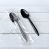 Boardwalk® Mediumweight Polypropylene Cutlery, Individually Wrapped, Spoon, Plastic, Black, 1,000/Carton Disposable Teaspoons - Office Ready