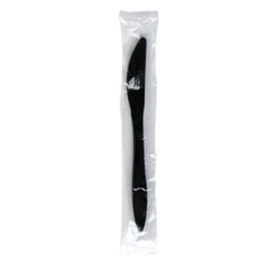 Boardwalk® Mediumweight Wrapped Polypropylene Cutlery, Knife, Plastic, Black, 1,000/Carton