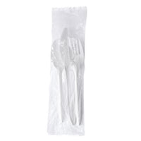 Boardwalk® Three-Piece Cutlery Kit, Mediumweight, Fork/Knife/Spoon, Plastic, White, 250/Carton Disposable Dining Utensil Combos - Office Ready