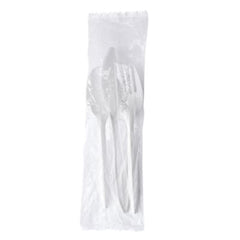 Boardwalk® Three-Piece Cutlery Kit, Mediumweight, Fork/Knife/Spoon, Plastic, White, 250/Carton