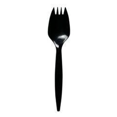 Boardwalk® Mediumweight Polypropylene Cutlery, Spork, Plastic, Black, 1,000/Carton