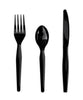 Boardwalk® Three-Piece Cutlery Kit, Heavyweight, Fork/Knife/Spoon, Plastic, Black, 250/Carton Disposable Dining Utensil Combos - Office Ready