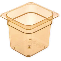 Carlisle StorPlus High Heat Food Pan, 2.5 qt, 6.38 x 6.75 x 6, Amber, Plastic Storage Food Containers - Office Ready