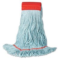 Boardwalk® EcoMop with Looped-End Wet Head, Synthetic/Cotton, Medium, Blue, 12/Carton Mop Heads-Wet - Office Ready