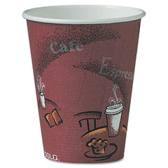 Dart® Solo® Paper Hot Drink Cups in Bistro® Design, 8 oz, Maroon, 500/Carton