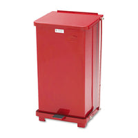 Rubbermaid® Commercial Defenders® Heavy-Duty Steel Step Can, 6.5 gal, Steel, Red Biohazard/Infectious Waste Bins - Office Ready