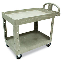 Rubbermaid® Commercial Heavy-Duty Utility Cart, Two-Shelf, 25.9w x 45.2d x 32.2h, Beige