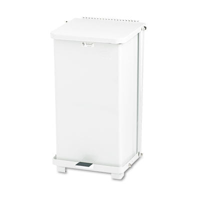 Rubbermaid® Commercial Defenders® Heavy-Duty Steel Step Can, 6.5 gal, Steel, White Biohazard/Infectious Waste Bins - Office Ready