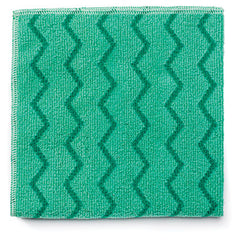 Rubbermaid® Commercial Microfiber Cleaning Cloths, Microfiber, 16 x 16, Green, 12/Carton