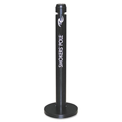 Rubbermaid® Commercial Smoker's Pole, Round, Steel, 0.9 gal, 4 dia x 41h, Black