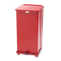 Rubbermaid® Commercial Defenders® Heavy-Duty Steel Step Can, 13 gal, Steel, Red Biohazard/Infectious Waste Bins - Office Ready