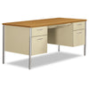 HON® 34000 Series Double Pedestal Desk, 60" x 30" x 29.5", Harvest/Putty Pedestal Office Desks - Office Ready