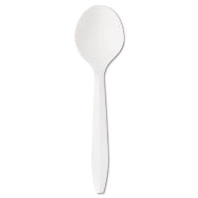 Boardwalk® Mediumweight Polystyrene Cutlery, Soup Spoon, White, 1,000/Carton Utensils-Disposable Soup Spoon - Office Ready