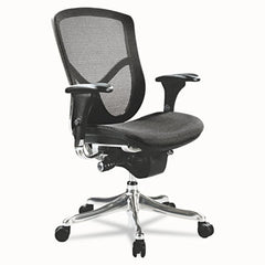 Alera® EQ Series Ergonomic Multifunction Mid-Back Mesh Chair, Supports Up to 250 lb, Black Seat/Back, Aluminum Base
