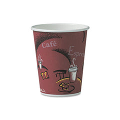 Dart® Solo® Paper Hot Drink Cups in Bistro® Design, 10 oz, Maroon, 300/Carton