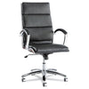 Alera® Neratoli® High-Back Slim Profile Chair, Faux Leather, 275 lb Cap, 17.32" to 21.25" Seat Height, Black Seat/Back, Chrome Chairs/Stools-Office Chairs - Office Ready