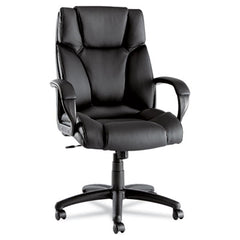 Alera® Fraze Executive High-Back Swivel/Tilt Bonded Leather Chair, Supports 275 lb, 17.71" to 21.65" Seat Height, Black