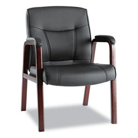 Alera® Madaris Series Bonded Leather Guest Chair with Wood Trim Legs, Wood Trim Legs, 25.39