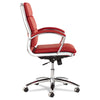 Alera® Neratoli® Mid-Back Slim Profile Chair, Faux Leather, Supports Up to 275 lb, Red Seat/Back, Chrome Base Chairs/Stools-Office Chairs - Office Ready