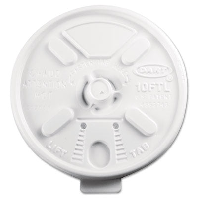 Dart® Lift n' Lock Plastic Hot Cup Lids, Fits 10 oz Cups, White, 1,000/Carton Cup Lids-Hot Cup - Office Ready
