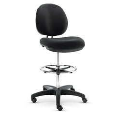 Alera® Interval Series Swivel Task Stool, Supports Up to 275 lb, 23.93" to 34.53" Seat Height, Black Faux Leather