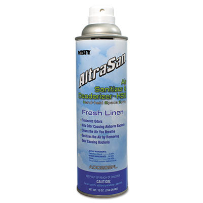 Misty® AltraSan® Air Sanitizer & Deodorizer, Fresh Linen, 10 oz Aerosol Spray Air Fresheners/Odor Eliminators-Aerosol Spray - Office Ready