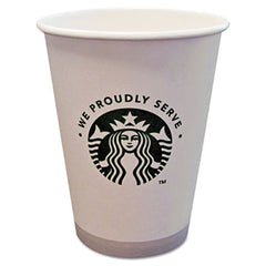 Starbucks® Paper Hot Cups, 12 oz, White with Green Starbucks Logo, 1,000/Carton