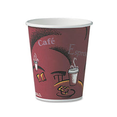 Dart® Solo® Paper Hot Drink Cups in Bistro® Design, 10 oz, Maroon, 50/Pack
