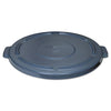 Rubbermaid® Commercial Vented Round Brute® Lid, 24.5" Diameter x 1.5h, Gray Flat-Top Waste Receptacle Lids - Office Ready