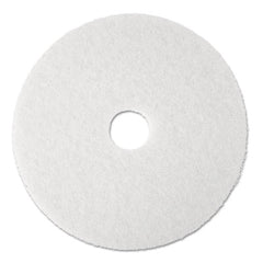 3M™ White Super Polish Floor Pads 4100, 20" Diameter, White, 5/Carton