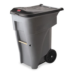 Rubbermaid® Commercial Brute® Roll-Out Heavy-Duty Container, 65 gal, Polyethylene, Gray
