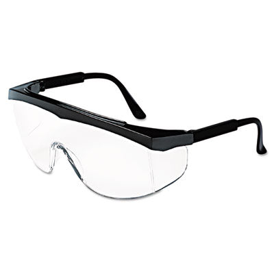 MCR™ Safety Stratos® Safety Glasses, Black Frame, Clear Lens, 12/Box Safety Glasses-Wraparound - Office Ready