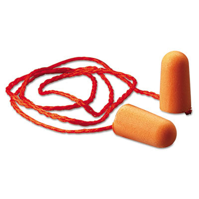 3M™ Foam Earplugs, Corded, 29NRR, Orange, 100 Pairs Ear Plugs-Single Use - Office Ready