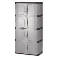 Rubbermaid® Double-Door Storage Cabinet, 36w x 18d x 72h, Gray/Black Storage Cabinets & Lockers-Office & All-Purpose Storage Cabinets - Office Ready