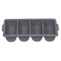 Rubbermaid® Commercial Cutlery Bin, 4 Compartments, Plastic, 11.5 x 21.25 x 3.75, Plastic, Gray Utensil Bins/Trays - Office Ready